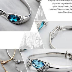 Fashion Silver Plated Crystal Chain Bracelet Women Charm Cuff Bangle New Jewelry