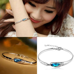 Fashion Silver Plated Crystal Chain Bracelet Women Charm Cuff Bangle New Jewelry