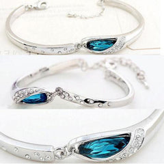 Fashion Silver Plated Crystal Chain Bracelet Women Charm Cuff Bangle New Jewelry