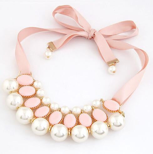 Garden Style Candy Color Ribbon Pendant Necklace