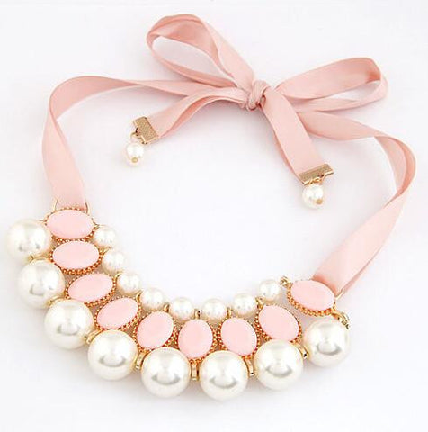 Garden Style Candy Color Ribbon Pendant Necklace