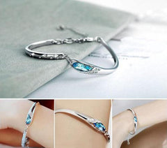 Fashion Silver Plated Crystal Chain Bracelet Women Charm Cuff Bangle New Jewelry