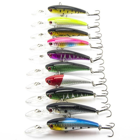 Lot 10 pcs Fishing Lure Deep swim hard bait fish 9CM 8G artificial baits minnow fishing wobbler japan pesca